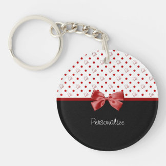 Porte-clefs Arc rouge et noir Girly de coeurs de point de
