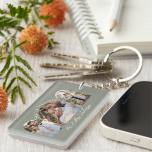 Porte-clefs Arc vert olive multi photo mariage cadeau décorati