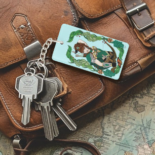 Porte-clefs Archère Elfe de la Forêt Enchantée Verte Fantastiq