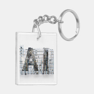 Porte-clefs Architecture de lettres industrielles d'IA Art
