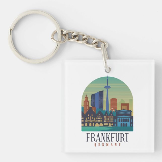 Porte-clefs Architecture Skyline de Francfort-Allemagne (Devant)