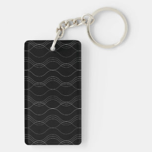 Porte-clefs Argent, élégant, cool, moderne, simple motif ondul