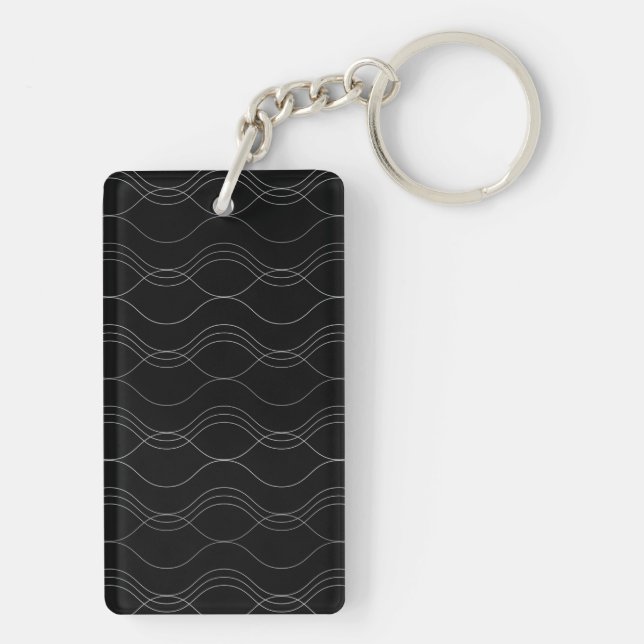 Porte-clefs Argent, élégant, cool, moderne, simple motif ondul (Dos)