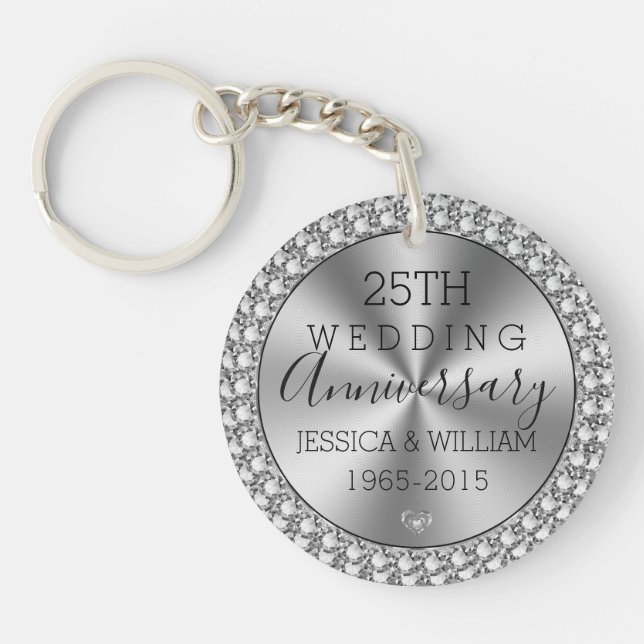Porte-clefs Argent mariage argent et étincelles (Devant)