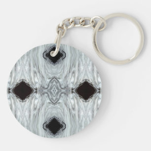 Porte-clefs Argentum Gris et Noir Abstrait Acrylique Fluid Art