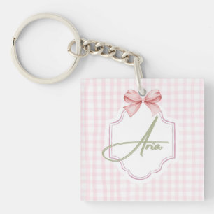 Porte-clefs Aria Baby Girl Nursery Bow&En vichy personnalisée