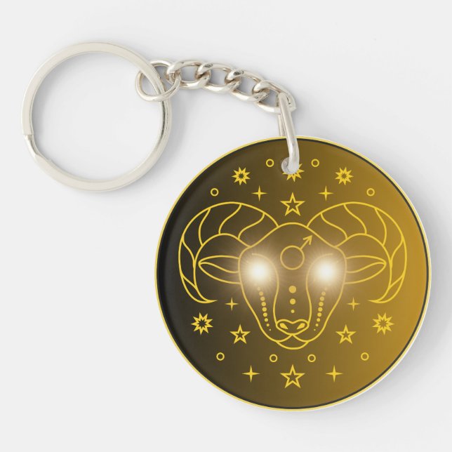 Porte-clefs Aries Zodiac Emblem | Minimal Celestial Symbol (Devant)