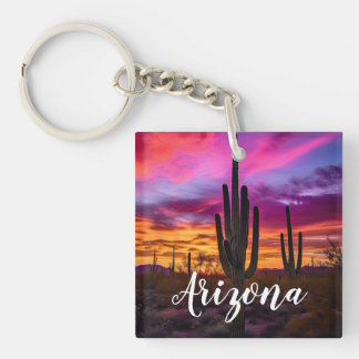 Porte-clefs Arizona Saguaro Cactus Sud-Ouest Désert Sunset