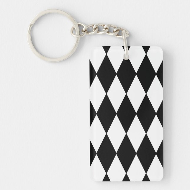 Porte-clefs arléquin noir et blanc (Devant)