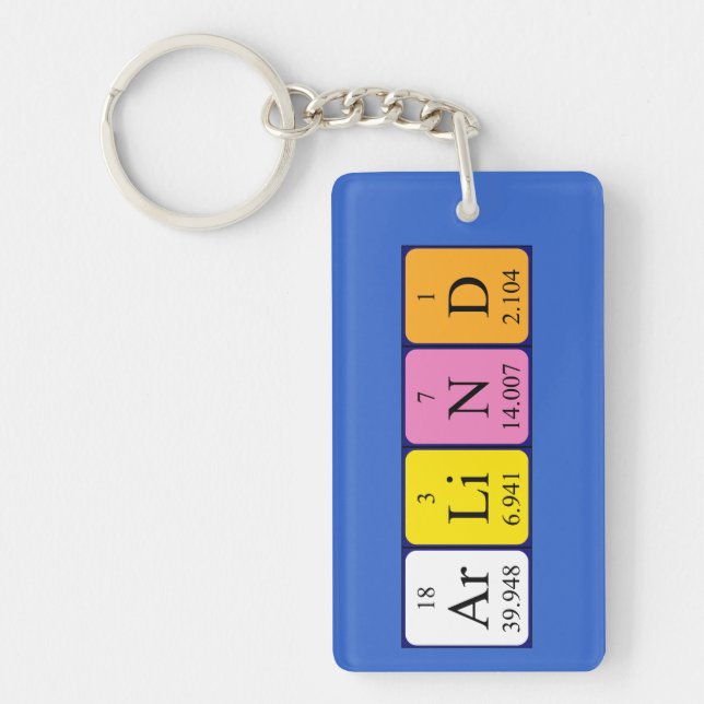 Porte-clefs Arliner le nom de la clé périodique de la table (Devant)