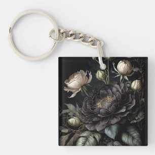 Porte-clefs Arrangement gothique Rose Fleur noire