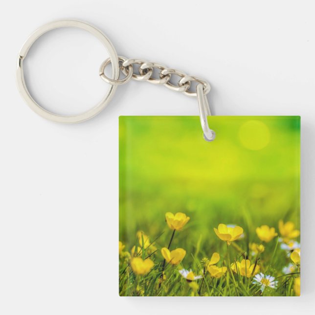 Porte-clefs Arrière - plan des fleurs de printemps (Devant)