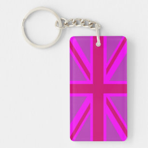 Porte-clefs Arrière - plan du drapeau britannique Hot Pink Fus