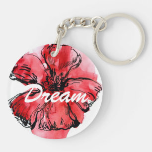 Porte-clefs Arrière - plan floral peint par résumé 4