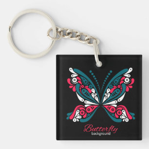 Porte-clefs Arrière - plan vectoriel avec beau papillon. tatou