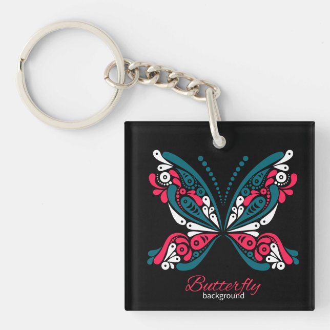 Porte-clefs Arrière - plan vectoriel avec beau papillon. tatou (Devant)