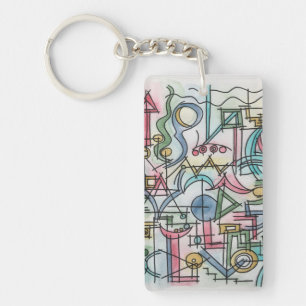 Porte-clefs Art à l'aquarelle moderne fantaisiste asymétrique