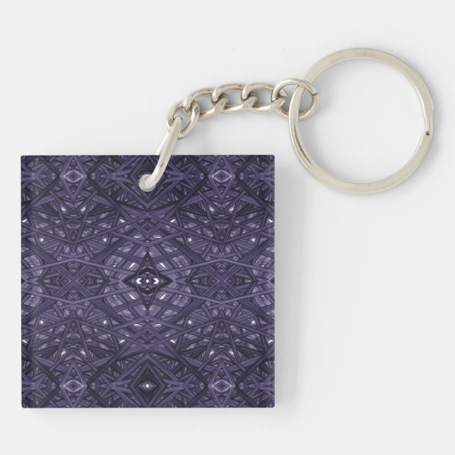 Porte-clefs Art à l'encre d'alcool abstrait violet labyrinthe (Dos)