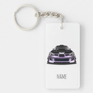 Porte-clefs art à main levée violet œil plissé