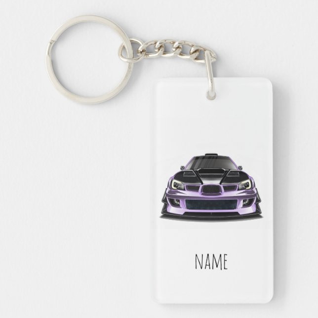 Porte-clefs art à main levée violet œil plissé  (Devant)