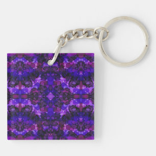 Porte-clefs Art abstrait à l'encre alcoolique violet mystique