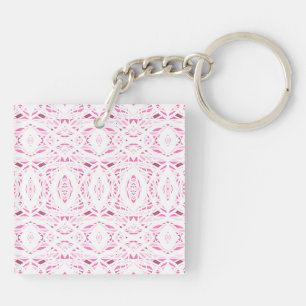 Porte-clefs Art abstrait acrylique rose blanc prismatique