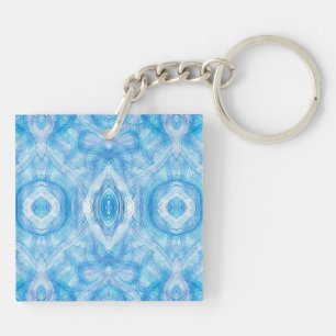 Porte-clefs Art abstrait aquarelle bleu clair Foi
