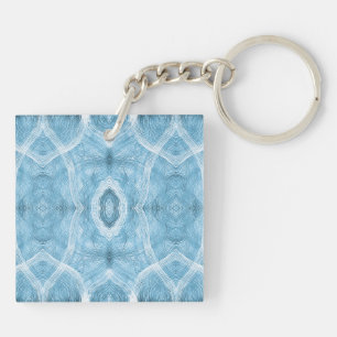 Porte-clefs Art abstrait aquarelle bleu Push