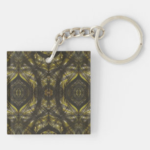 Porte-clefs Art abstrait aquarelle jaune