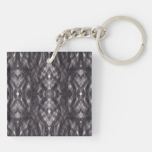 Porte-clefs Art abstrait aquarelle noir  (Dos)