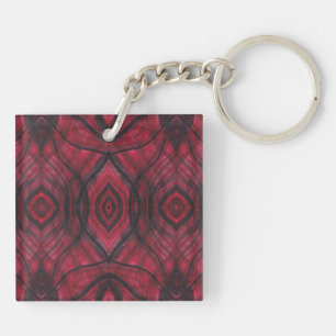 Porte-clefs Art abstrait aquarelle rouge de vigilance