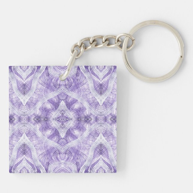 Porte-clefs Art abstrait aquarelle violet clair ombré (Dos)