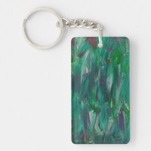 Porte-clefs Art Abstrait Coloré Vert Rouge Blanc Caché