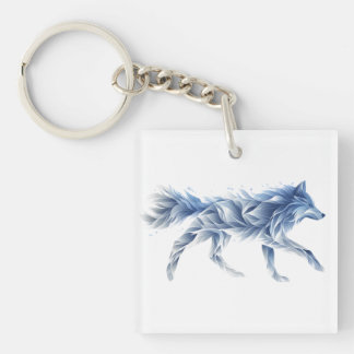 Porte-clefs Art abstrait de loup : Illustration géométrique d'