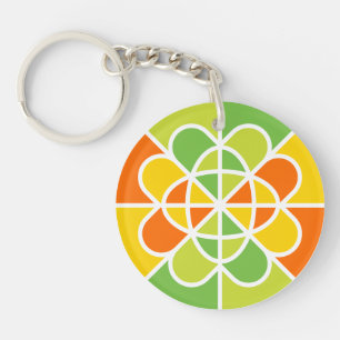 Porte-clefs Art abstrait de soleil géométrique vibrant