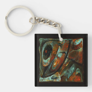 Porte-clefs Art abstrait découpé dans le temps