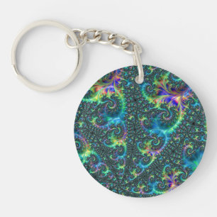 Porte-clefs Art abstrait en spirale fractale de ton de bijou c