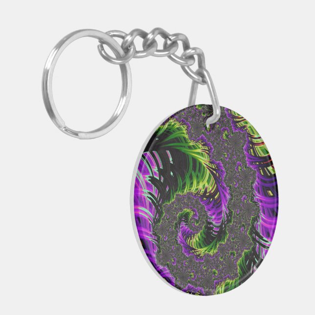 Porte-clefs Art abstrait fractal en spirale psychédélique écle (Devant gauche)