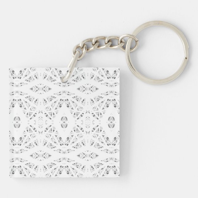 Porte-clefs Art Abstrait Gouache Gris Blanc Spectroscopique (Dos)