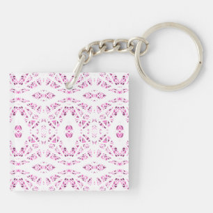 Porte-clefs Art Abstrait Gouache Rose Blanc Spectroscopique