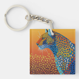 Porte-clefs Art Abstrait Léopard Vibrant