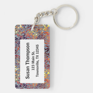 Porte-clefs Art Abstrait moderne rouge jaune noir