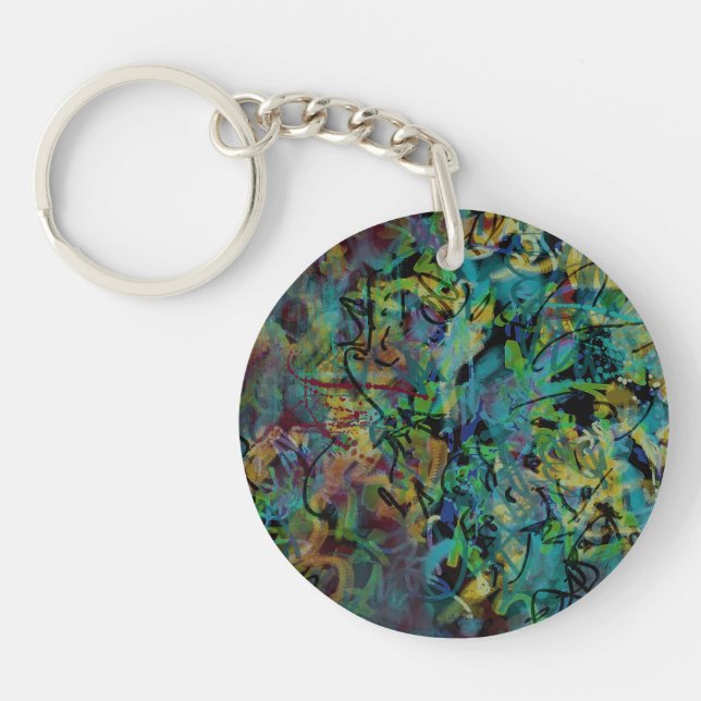 Porte-clefs Art abstrait multicolore griffonné (Devant)