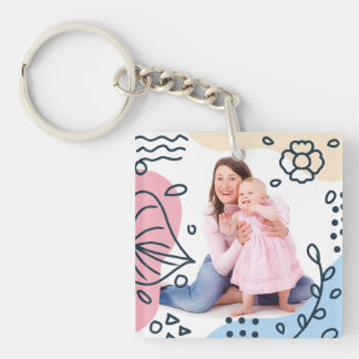 Porte-clefs Art abstrait pastel moderne personnalisé 2 X Photo