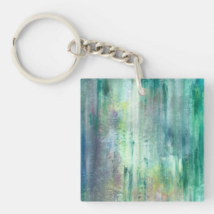 Porte-clefs Art abstrait peint à la main sur fond moussu