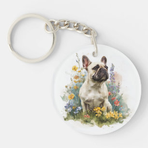 Porte-clefs Art aquarelle Bouledogue Français fauve