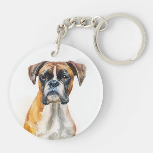 Porte-clefs Art aquarelle de chien Boxer