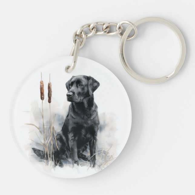 Porte-clefs Art aquarelle du Labrador Retriever noir (Dos)