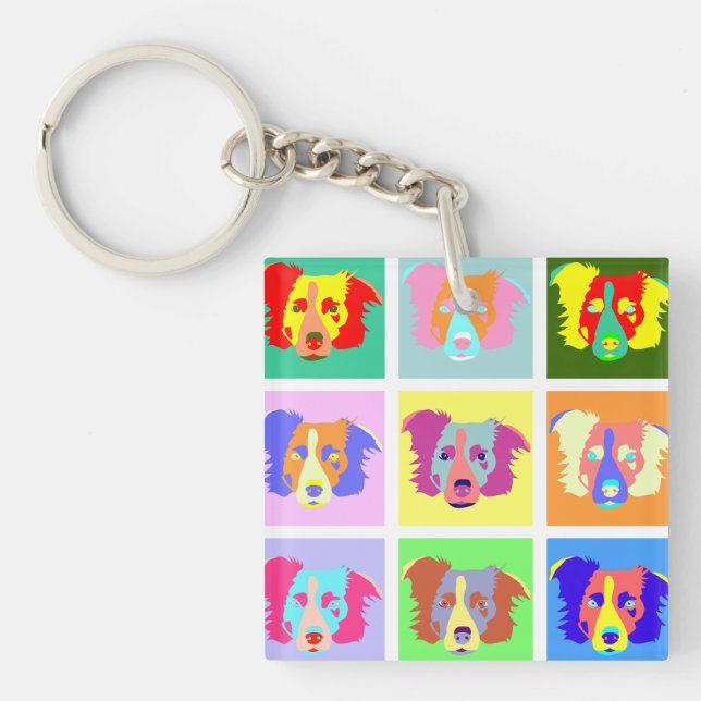 Porte-clefs Art de bruit de border collie (Devant)