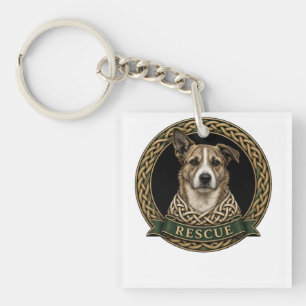 Porte-clefs Art de chien de sauvetage en nœud celtique